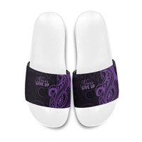 Lupus Warrior Slide Sandals Never Give Up Polynesian Style LT05 Purple - Polynesian Pride
