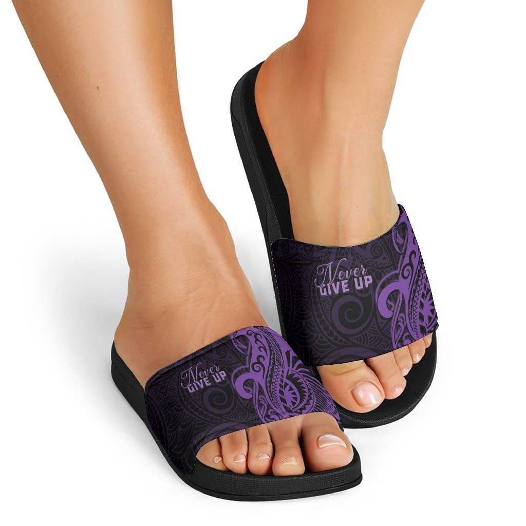Lupus Warrior Slide Sandals Never Give Up Polynesian Style LT05 - Polynesian Pride