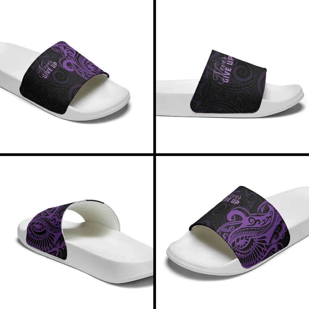 Lupus Warrior Slide Sandals Never Give Up Polynesian Style LT05 - Polynesian Pride