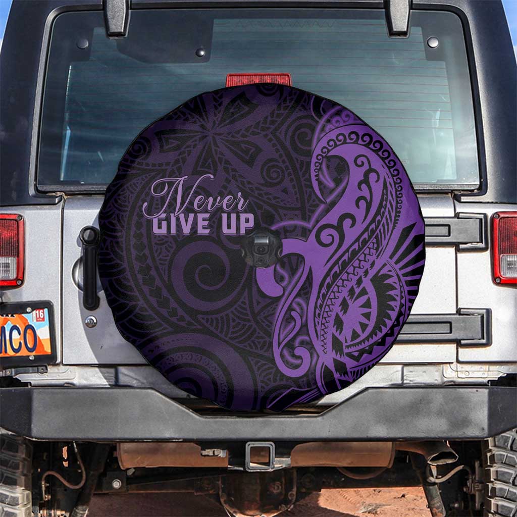 Lupus Warrior Spare Tire Cover Never Give Up Polynesian Style LT05 Purple - Polynesian Pride