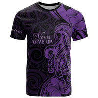 Personalised Lupus Warrior T Shirt Never Give Up Polynesian Style LT05 Purple - Polynesian Pride