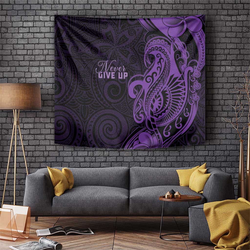 Lupus Warrior Tapestry Never Give Up Polynesian Style LT05 Purple - Polynesian Pride