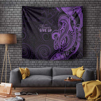 Lupus Warrior Tapestry Never Give Up Polynesian Style LT05 Purple - Polynesian Pride