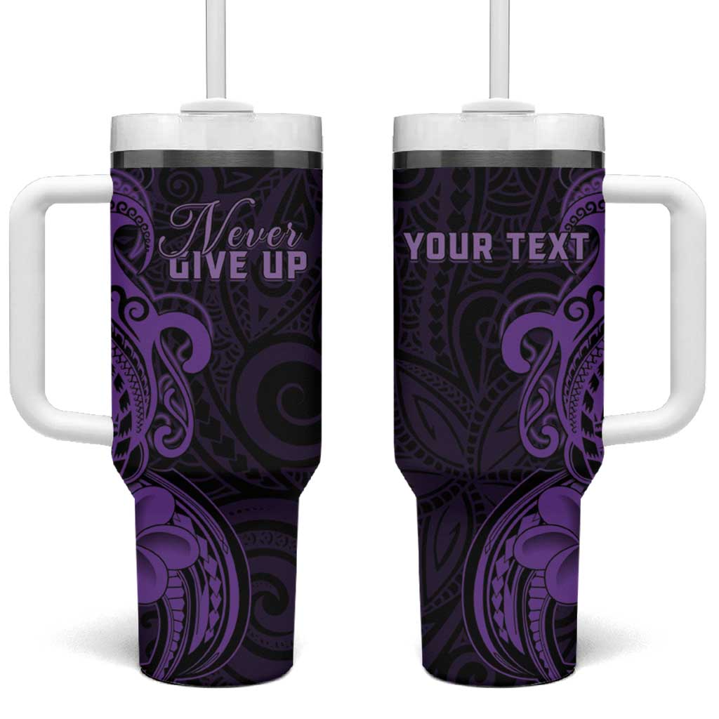 Personalised Lupus Warrior Tumbler With Handle Never Give Up Polynesian Style