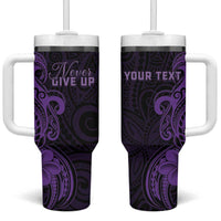 Personalised Lupus Warrior Tumbler With Handle Never Give Up Polynesian Style