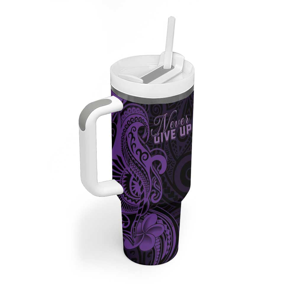 Personalised Lupus Warrior Tumbler With Handle Never Give Up Polynesian Style