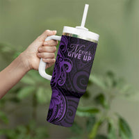 Personalised Lupus Warrior Tumbler With Handle Never Give Up Polynesian Style