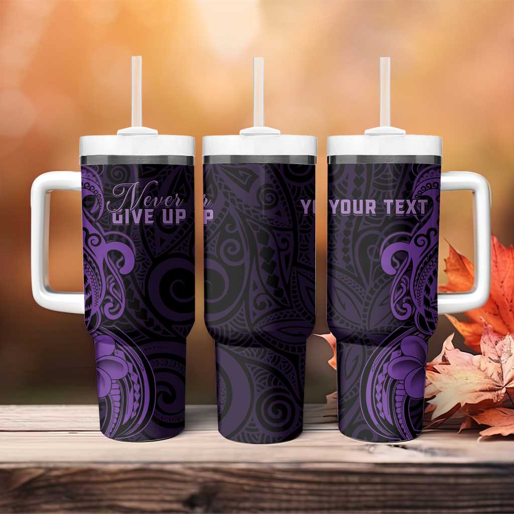 Personalised Lupus Warrior Tumbler With Handle Never Give Up Polynesian Style