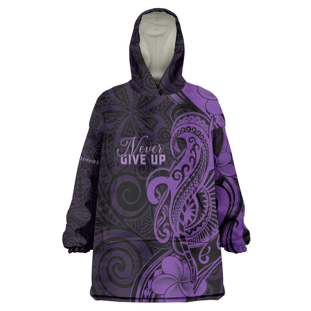 Personalised Lupus Warrior Wearable Blanket Hoodie Never Give Up Polynesian Style LT05 One Size Purple - Polynesian Pride