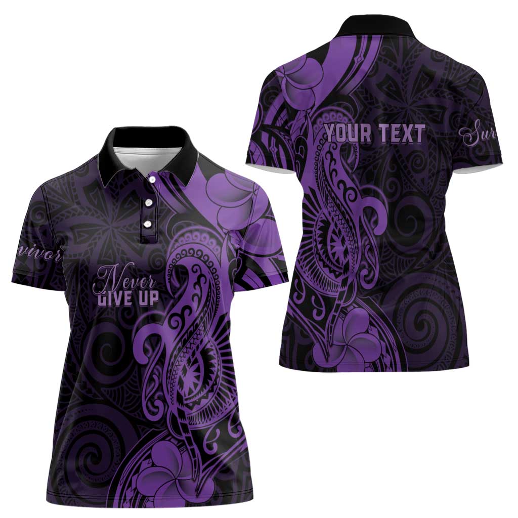 Personalised Lupus Warrior Women Polo Shirt Never Give Up Polynesian Style LT05 - Polynesian Pride