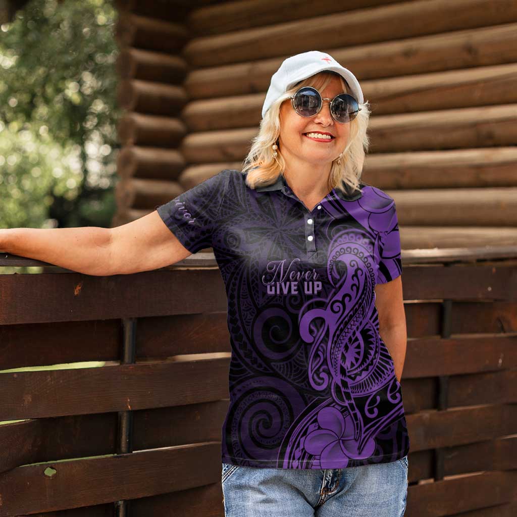 Personalised Lupus Warrior Women Polo Shirt Never Give Up Polynesian Style LT05 - Polynesian Pride
