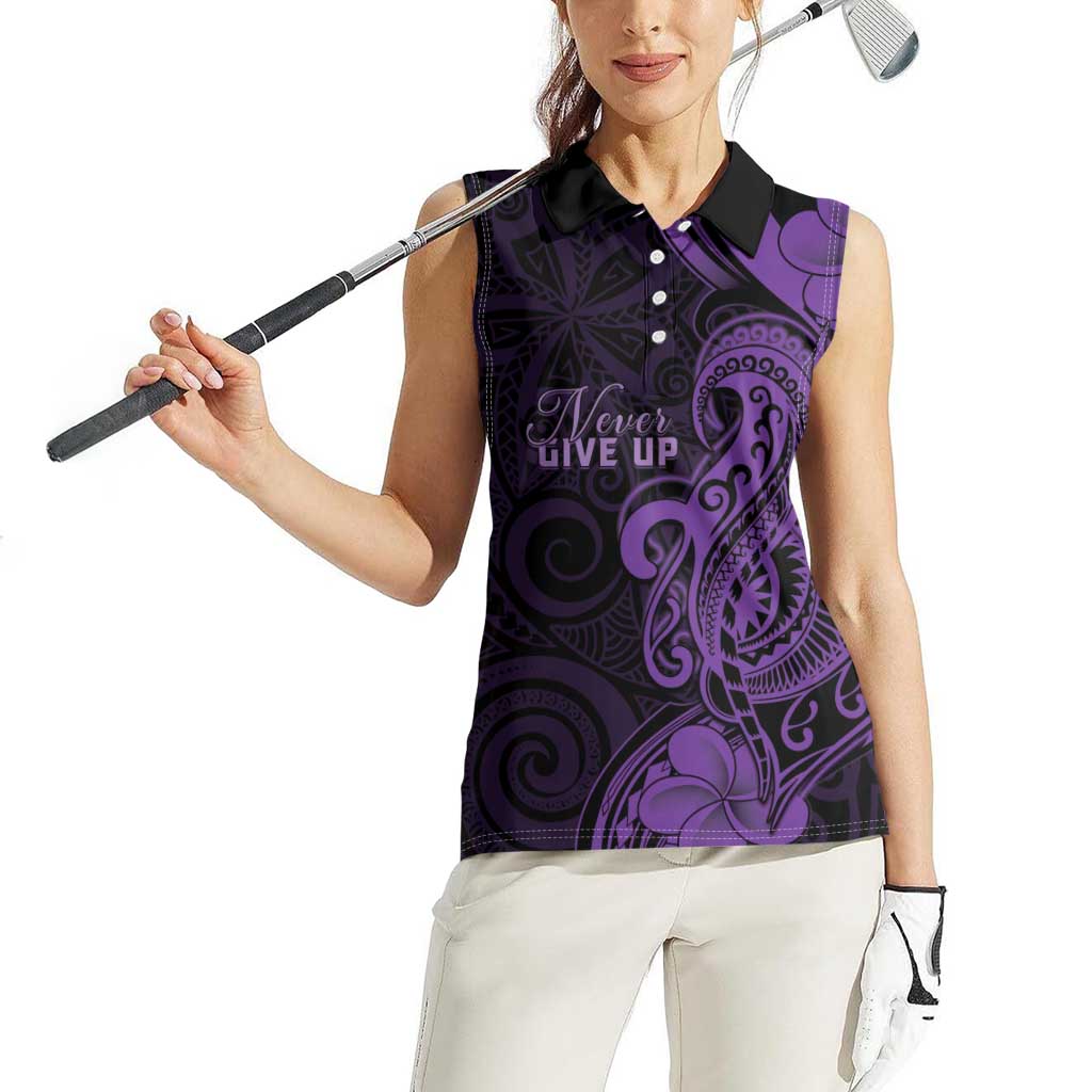 Personalised Lupus Warrior Women Sleeveless Polo Shirt Never Give Up Polynesian Style LT05 - Polynesian Pride