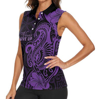 Personalised Lupus Warrior Women Sleeveless Polo Shirt Never Give Up Polynesian Style LT05 - Polynesian Pride