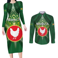 Personalized American Samoa Manu'a Cession Day Couples Matching Long Sleeve Bodycon Dress and Long Sleeve Button Shirt With Polynesian Pattern