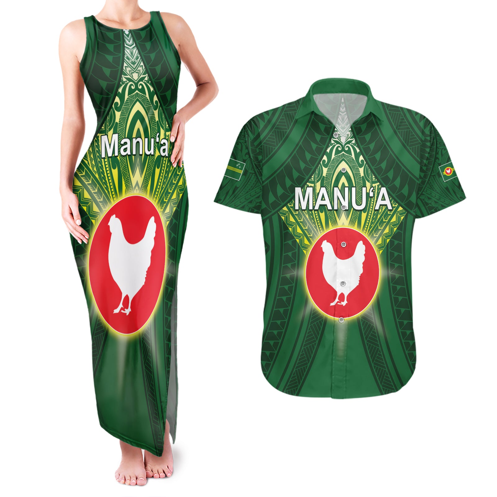 Personalized American Samoa Manu'a Cession Day Couples Matching Tank Maxi Dress and Hawaiian Shirt With Polynesian Pattern
