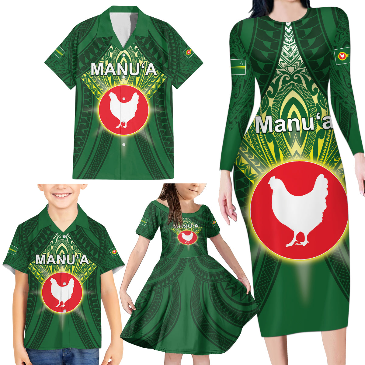Personalized American Samoa Manu'a Cession Day Family Matching Long Sleeve Bodycon Dress and Hawaiian Shirt With Polynesian Pattern