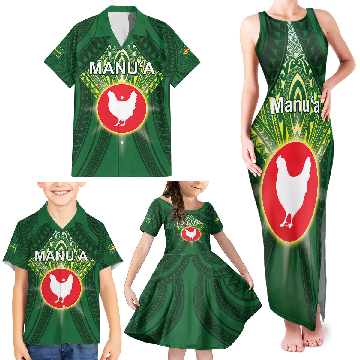 Personalized American Samoa Manu'a Cession Day Family Matching Tank Maxi Dress and Hawaiian Shirt With Polynesian Pattern