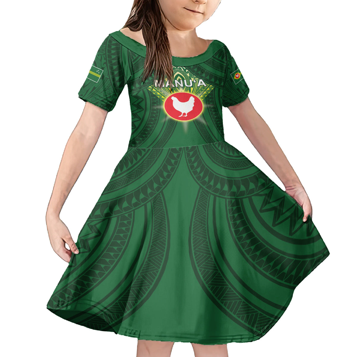 Personalized American Samoa Manu'a Cession Day Kid Short Sleeve Dress With Polynesian Pattern
