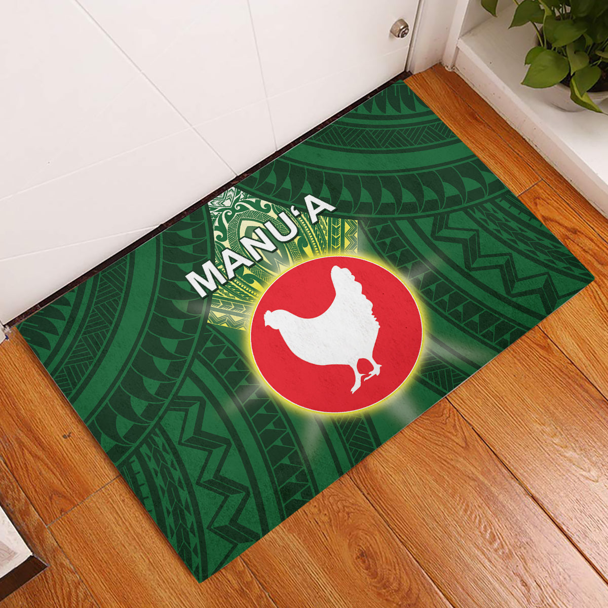 American Samoa Manu'a Cession Day Rubber Doormat With Polynesian Pattern