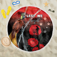 Papua New Guinea Remembrance Day Beach Blanket Lest We Forget LT05 One Size 150cm Red - Polynesian Pride