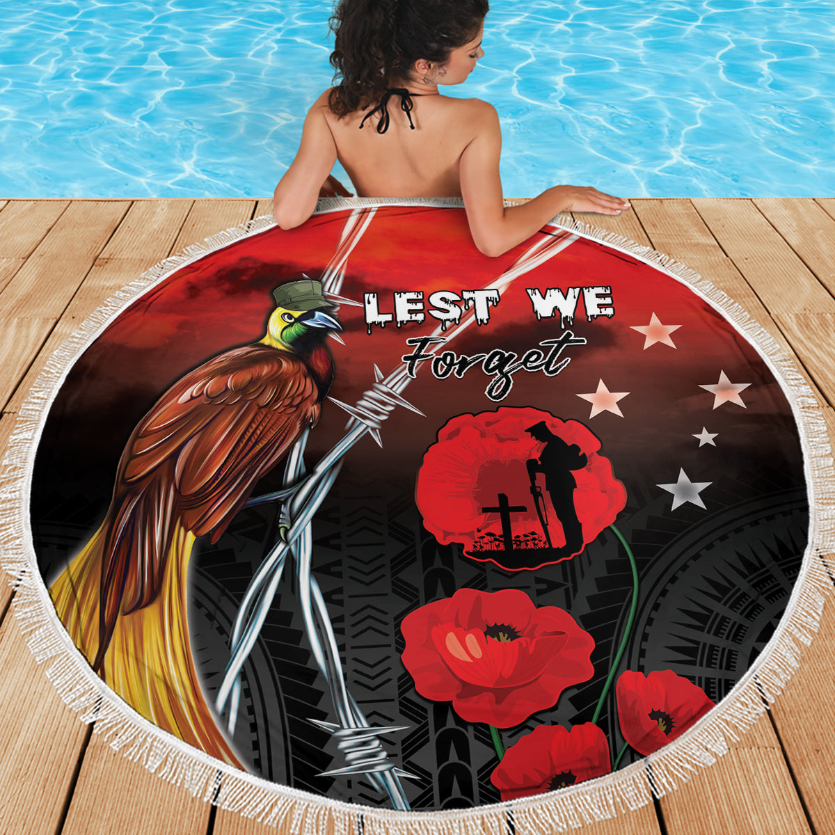 Papua New Guinea Remembrance Day Beach Blanket Lest We Forget LT05 - Polynesian Pride