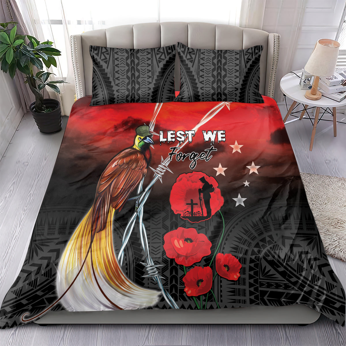 Papua New Guinea Remembrance Day Bedding Set Lest We Forget LT05 - Polynesian Pride