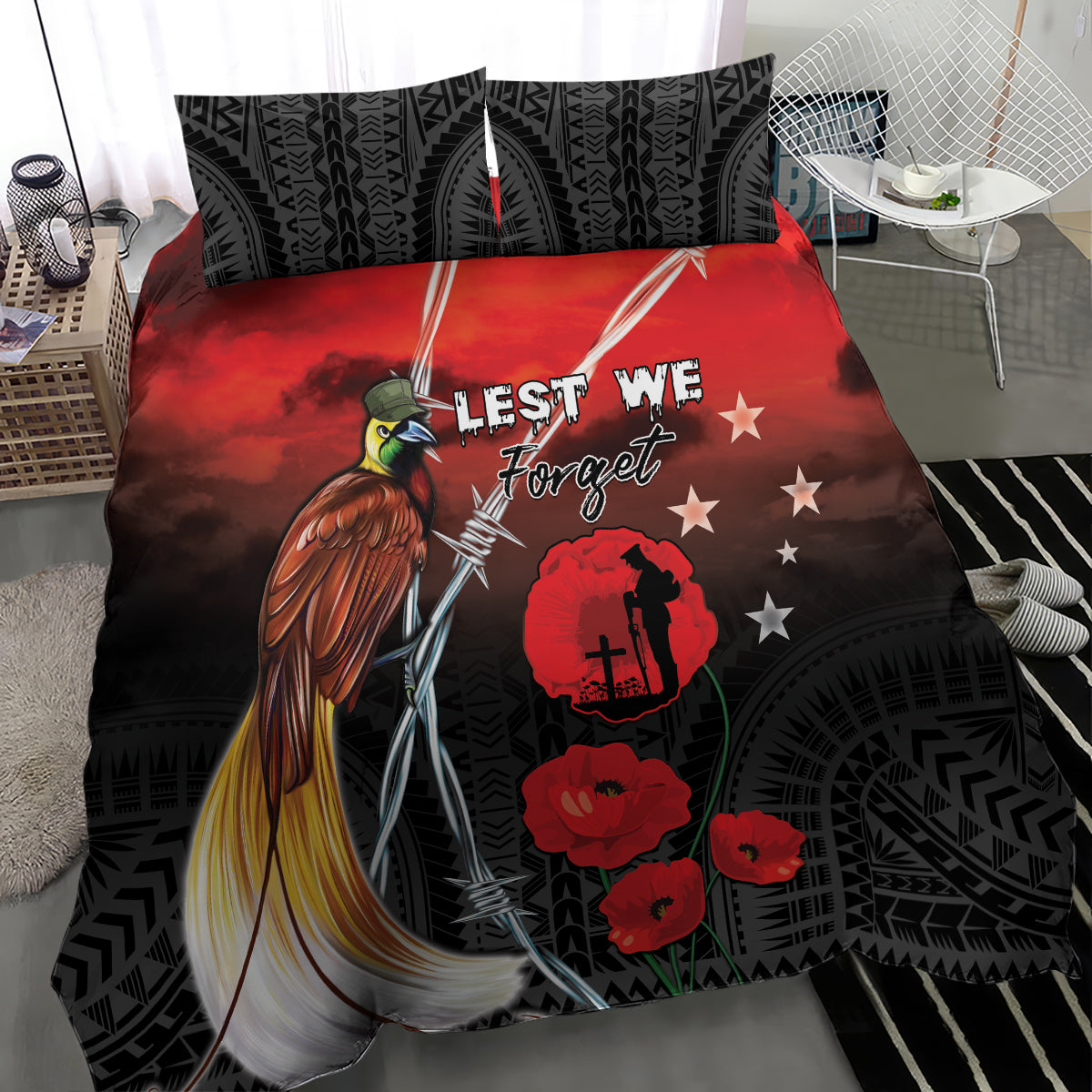 Papua New Guinea Remembrance Day Bedding Set Lest We Forget LT05 - Polynesian Pride