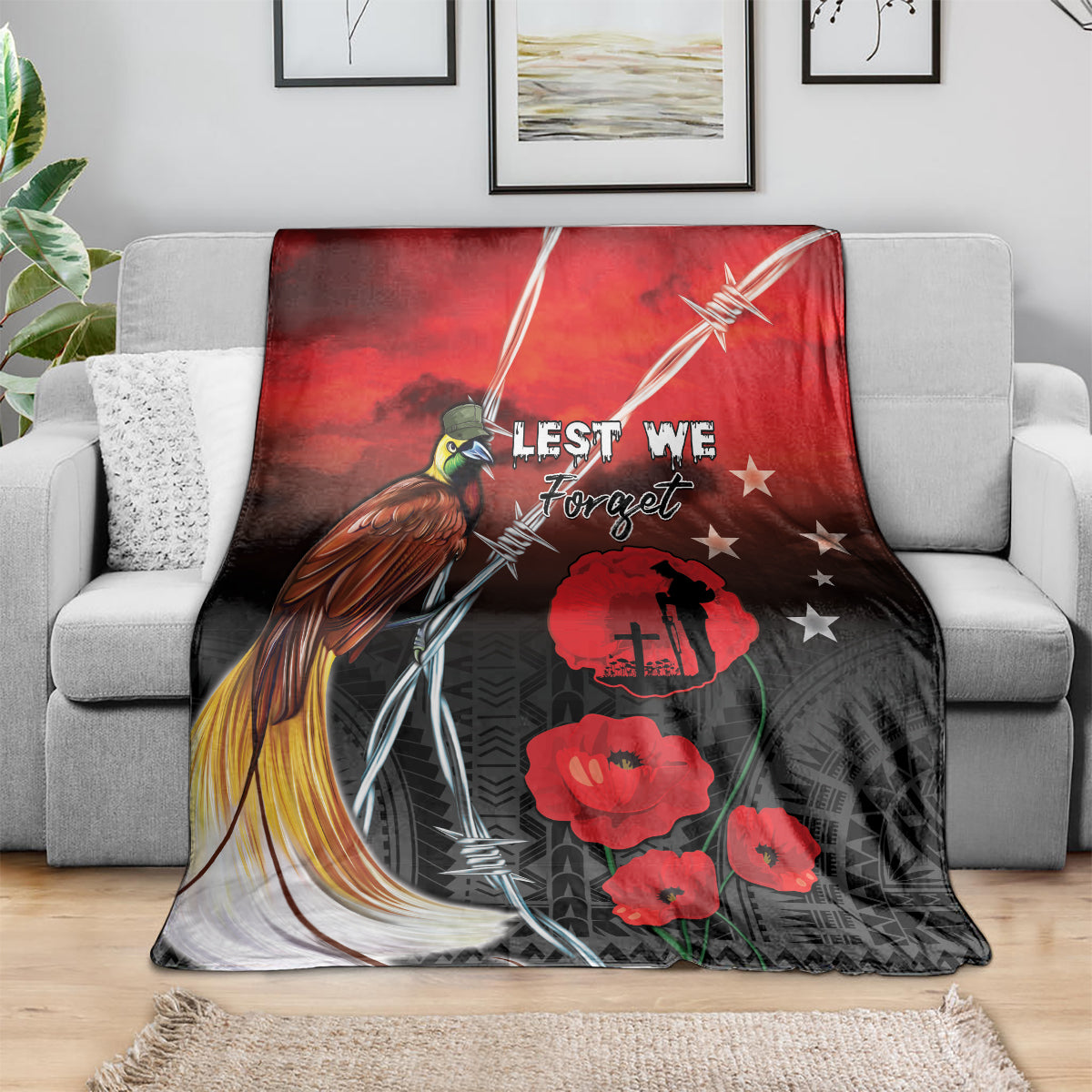 Papua New Guinea Remembrance Day Blanket Lest We Forget LT05 - Polynesian Pride
