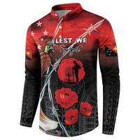 Papua New Guinea Remembrance Day Button Sweatshirt Lest We Forget LT05 - Polynesian Pride