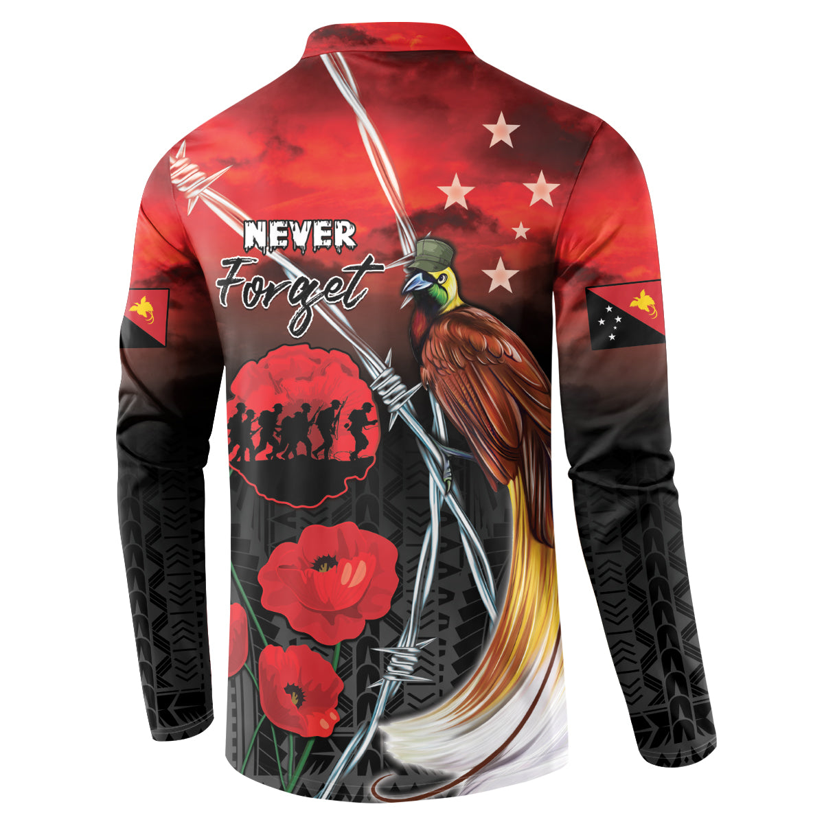 Papua New Guinea Remembrance Day Button Sweatshirt Lest We Forget LT05 - Polynesian Pride