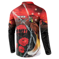 Papua New Guinea Remembrance Day Button Sweatshirt Lest We Forget LT05 - Polynesian Pride