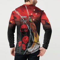 Papua New Guinea Remembrance Day Button Sweatshirt Lest We Forget LT05 - Polynesian Pride