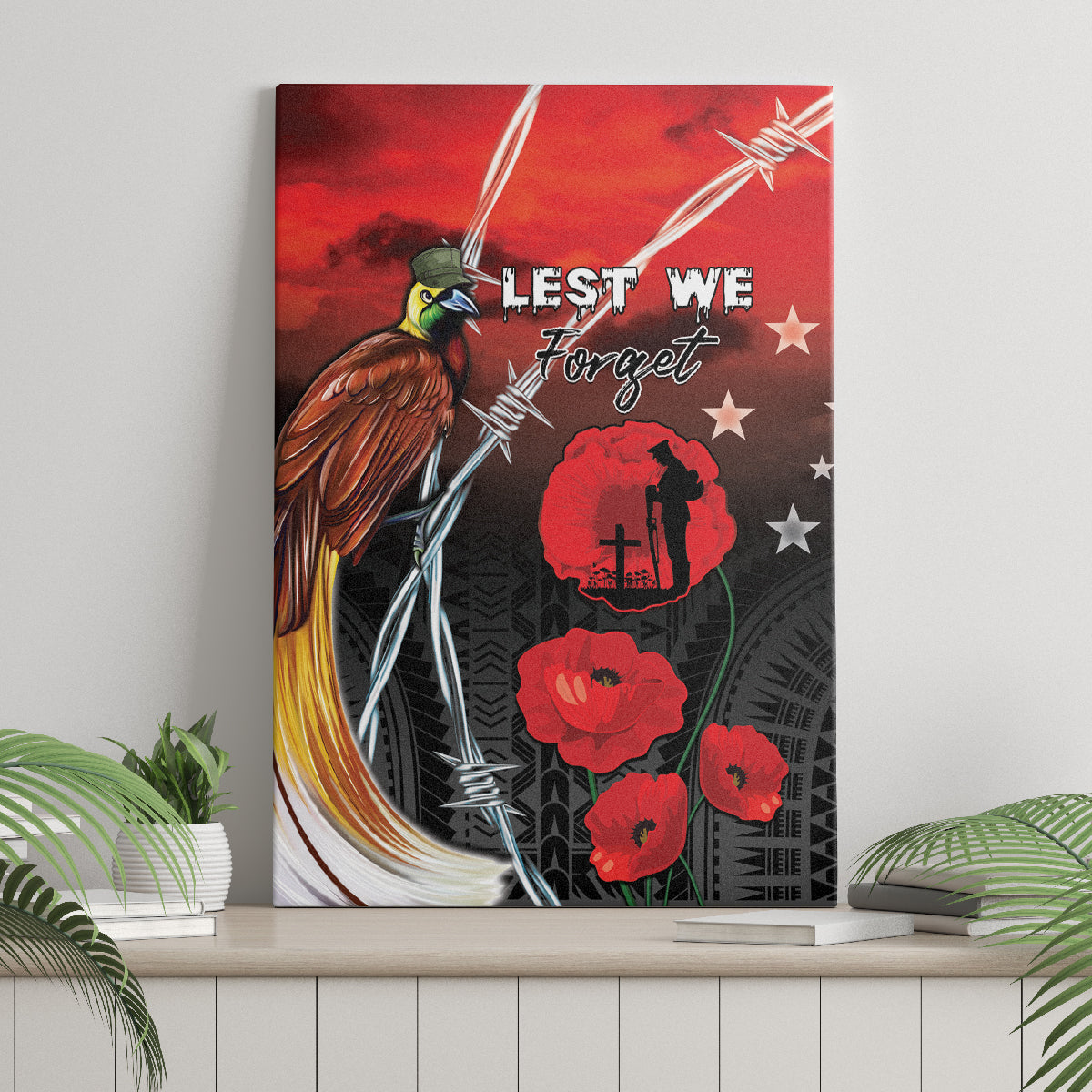 Papua New Guinea Remembrance Day Canvas Wall Art Lest We Forget LT05 - Polynesian Pride