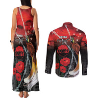 Papua New Guinea Remembrance Day Couples Matching Tank Maxi Dress and Long Sleeve Button Shirt Lest We Forget LT05 - Polynesian Pride