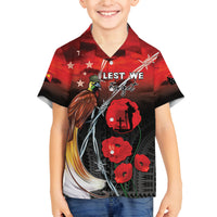 Papua New Guinea Remembrance Day Family Matching Off The Shoulder Long Sleeve Dress and Hawaiian Shirt Lest We Forget LT05 Son's Shirt Red - Polynesian Pride