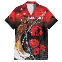 Papua New Guinea Remembrance Day Family Matching Puletasi and Hawaiian Shirt Lest We Forget LT05 Dad's Shirt - Short Sleeve Red - Polynesian Pride