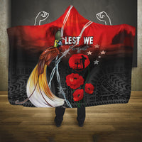 Papua New Guinea Remembrance Day Hooded Blanket Lest We Forget LT05 One Size Red - Polynesian Pride
