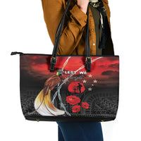 Papua New Guinea Remembrance Day Leather Tote Bag Lest We Forget LT05 - Polynesian Pride