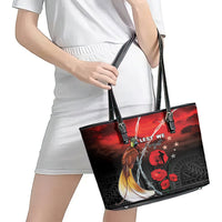 Papua New Guinea Remembrance Day Leather Tote Bag Lest We Forget LT05 - Polynesian Pride