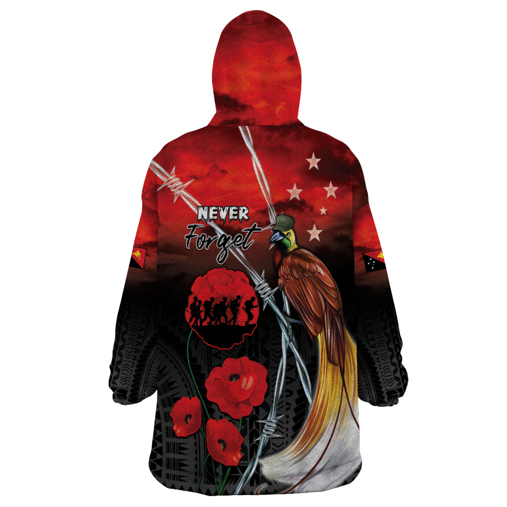 Papua New Guinea Remembrance Day Wearable Blanket Hoodie Lest We Forget LT05 - Polynesian Pride