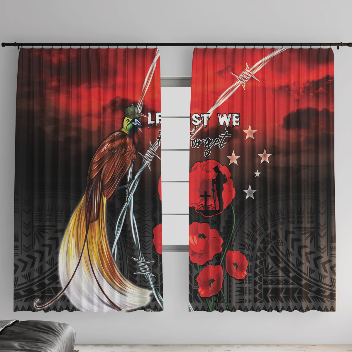 Papua New Guinea Remembrance Day Window Curtain Lest We Forget