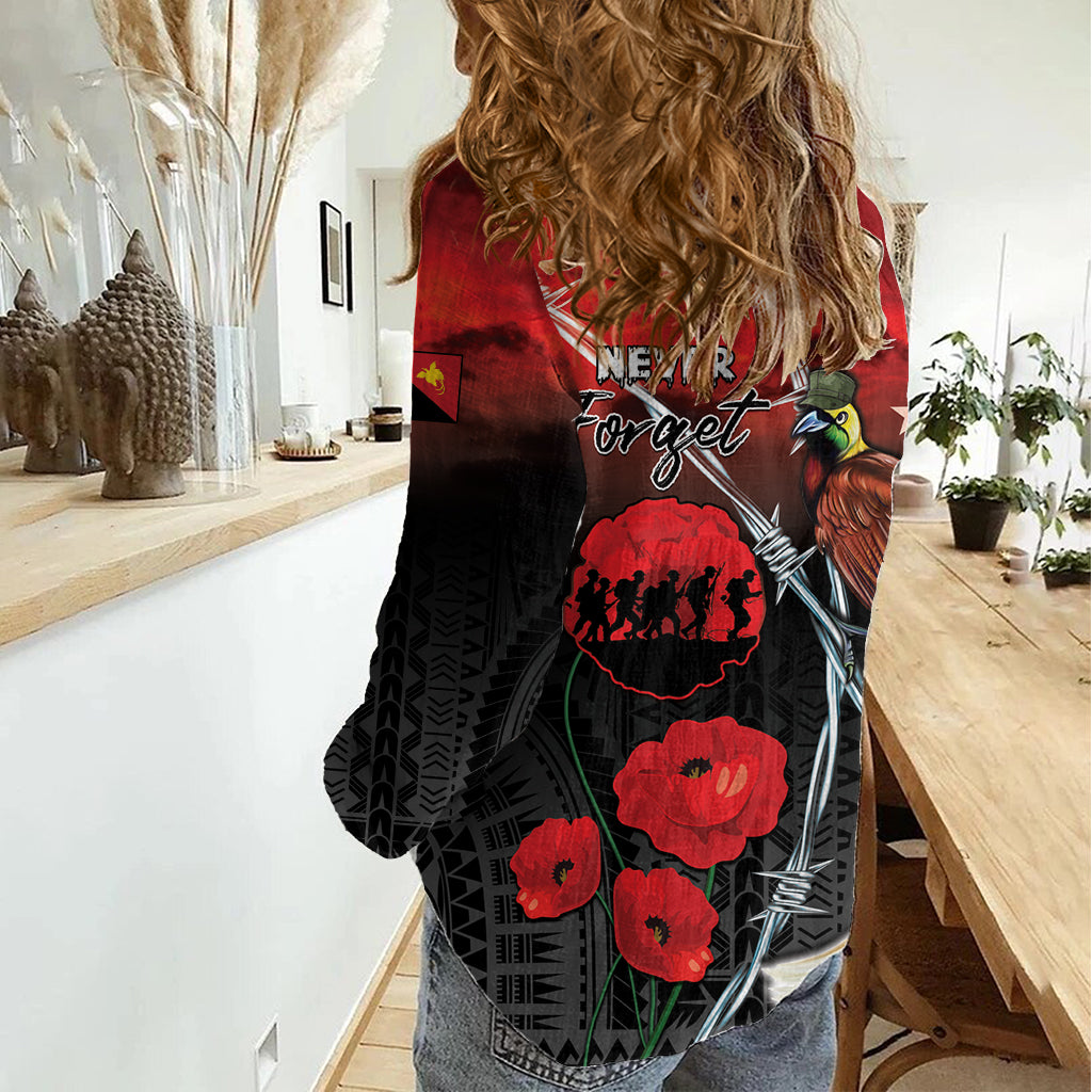 Papua New Guinea Remembrance Day Women Casual Shirt Lest We Forget