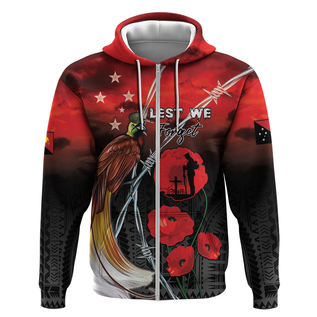 Papua New Guinea Remembrance Day Zip Hoodie Lest We Forget