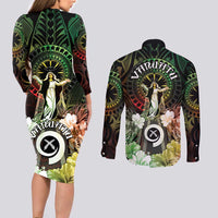 Vanuatu Happy Assumption Day Couples Matching Long Sleeve Bodycon Dress and Long Sleeve Button Shirt LT05 - Polynesian Pride