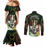Vanuatu Happy Assumption Day Couples Matching Mermaid Dress and Long Sleeve Button Shirt LT05 - Polynesian Pride