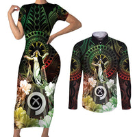 Vanuatu Happy Assumption Day Couples Matching Short Sleeve Bodycon Dress and Long Sleeve Button Shirt LT05 Reggae - Polynesian Pride