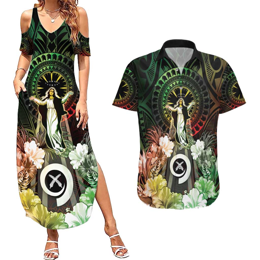 Vanuatu Happy Assumption Day Couples Matching Summer Maxi Dress and Hawaiian Shirt LT05 Reggae - Polynesian Pride