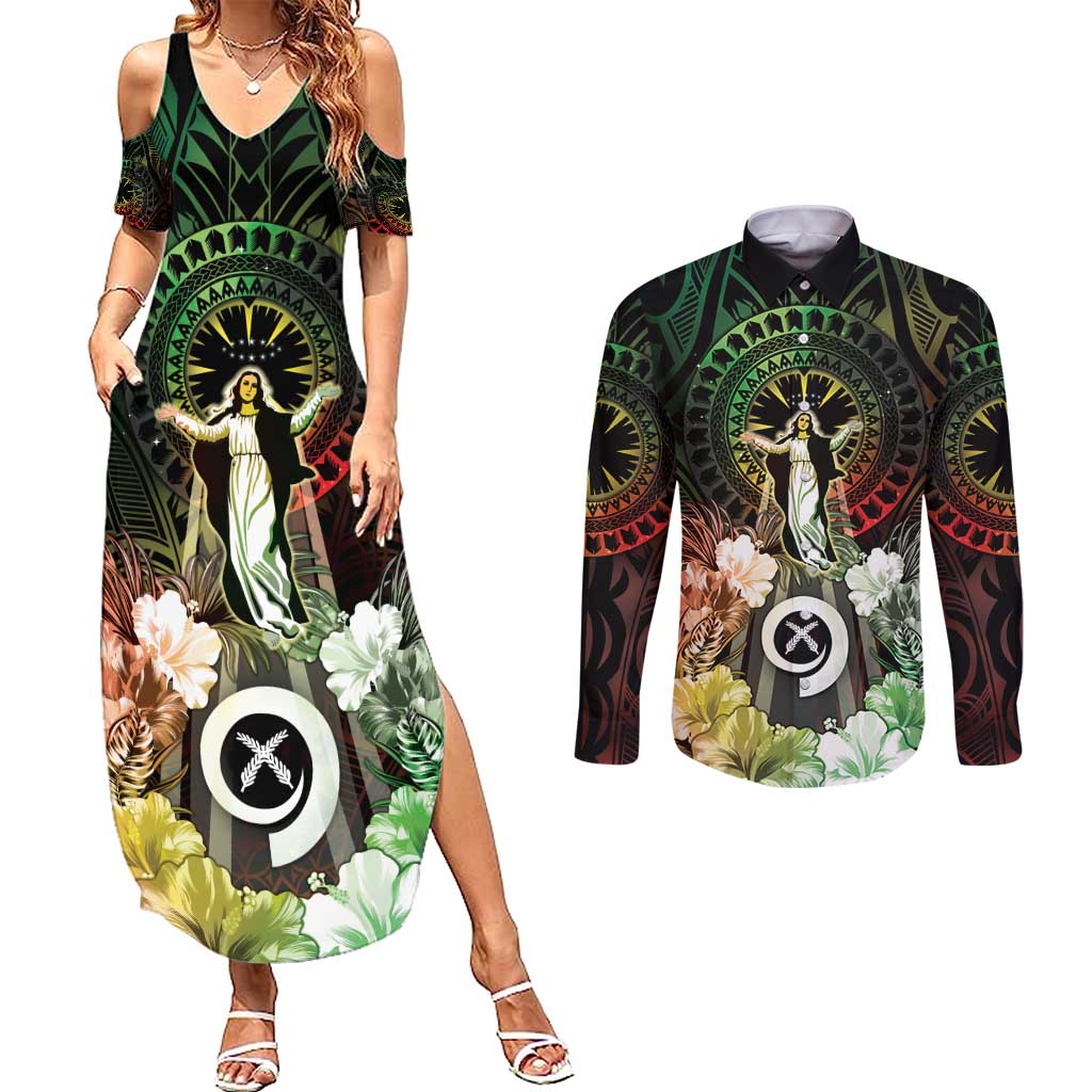 Vanuatu Happy Assumption Day Couples Matching Summer Maxi Dress and Long Sleeve Button Shirt LT05 Reggae - Polynesian Pride