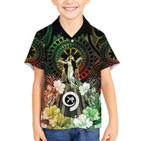 Vanuatu Happy Assumption Day Family Matching Long Sleeve Bodycon Dress and Hawaiian Shirt