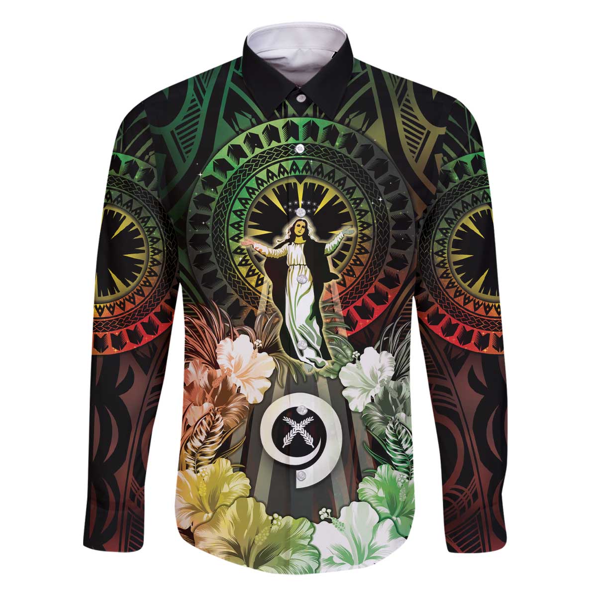 Vanuatu Happy Assumption Day Family Matching Puletasi and Hawaiian Shirt LT05 Dad's Shirt - Long Sleeve Reggae - Polynesian Pride
